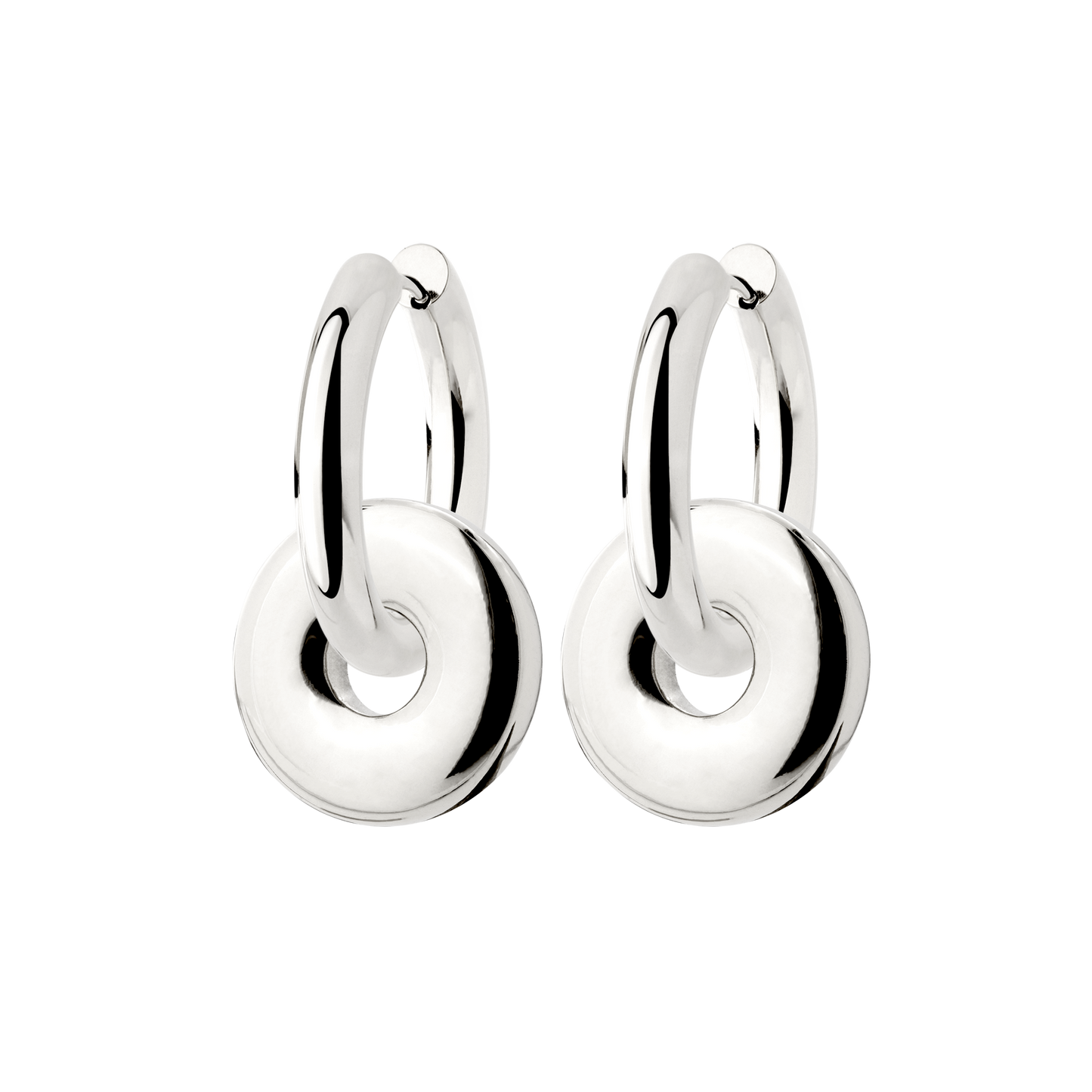 Chunky Sleek Donut Hoop Set Medium Silber
