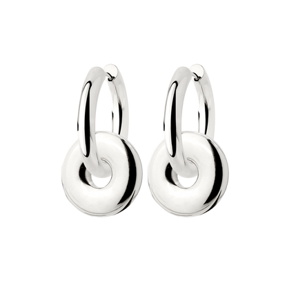 Chunky Sleek Donut Hoop Set Medium Silber