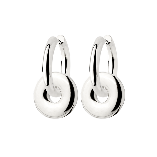 Chunky Sleek Donut Hoop Set Medium Silber