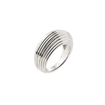 Chunky Stripes Ring Silber
