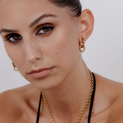 Chunky Twisted Donut Hoop Set Medium Gold