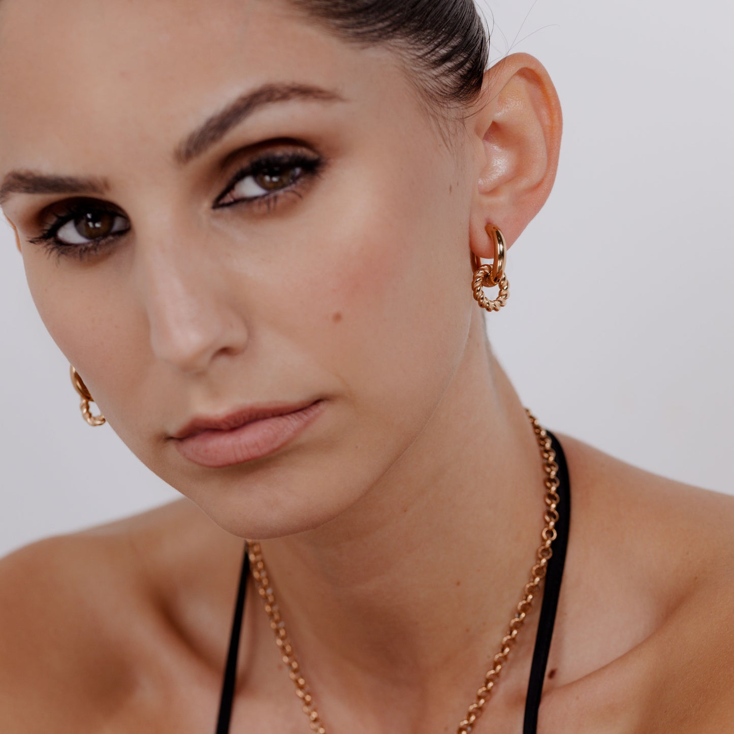 Chunky Twisted Donut Hoop Set Medium Roségold