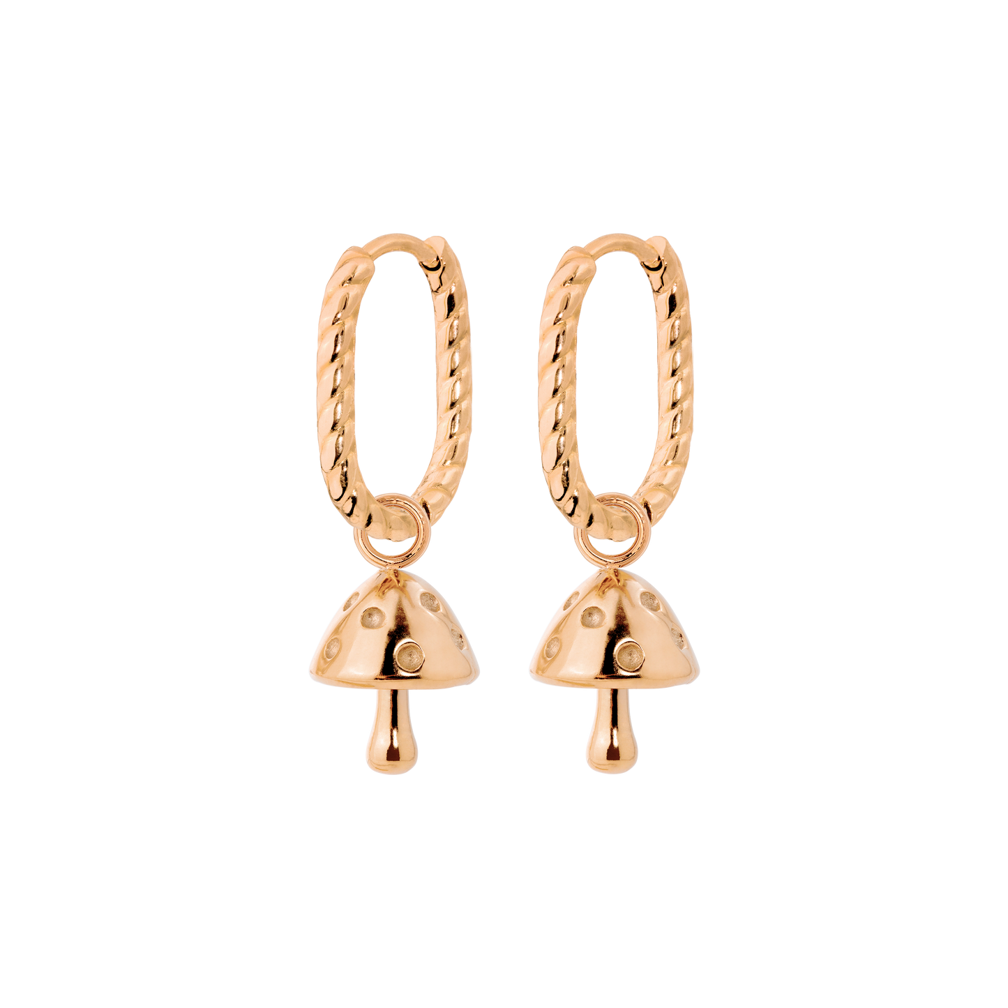 Cute Mushroom Twisted Oval Hoop Set Baby Roségold