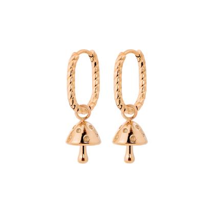 Cute Mushroom Twisted Oval Hoop Set Baby Roségold