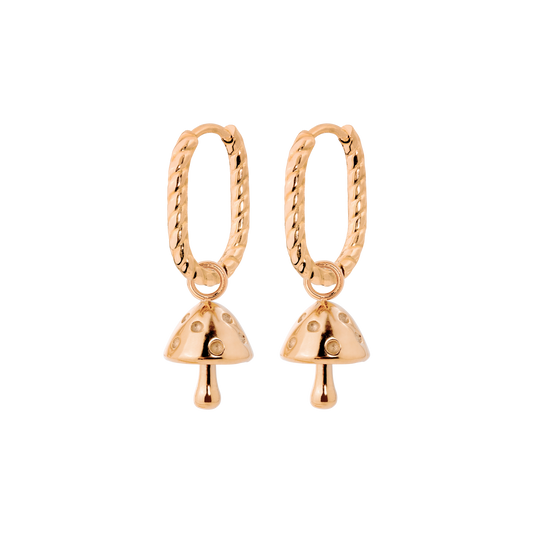 Cute Mushroom Twisted Oval Hoop Set Baby Roségold