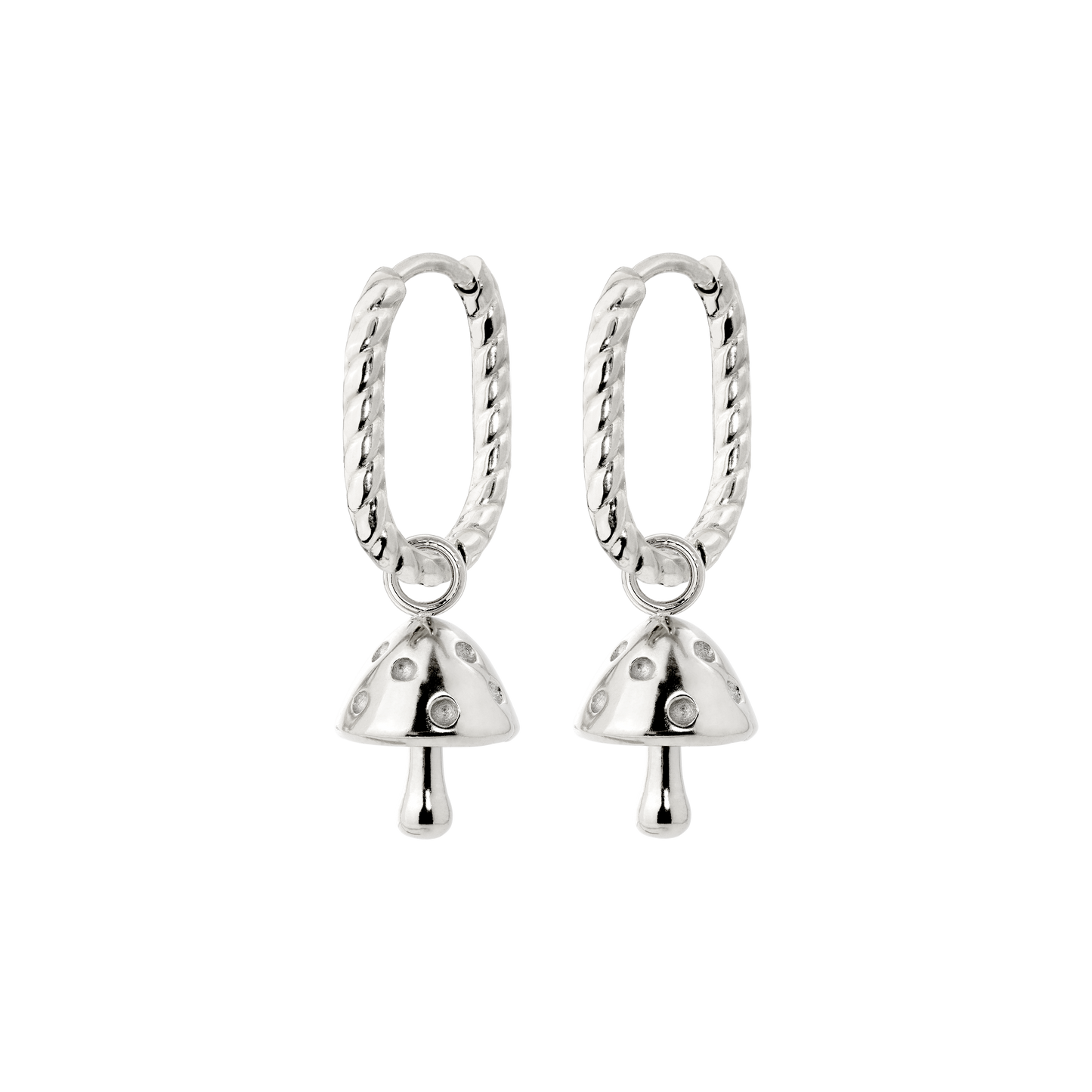 Cute Mushroom Twisted Oval Hoop Set Baby Silber