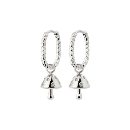 Cute Mushroom Twisted Oval Hoop Set Baby Silber