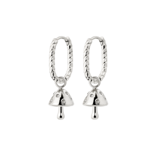 Cute Mushroom Twisted Oval Hoop Set Baby Silber