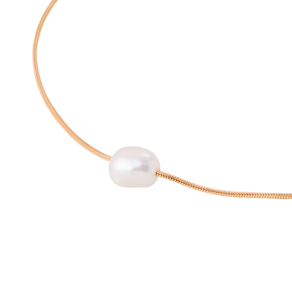 Minimalist Pearl Necklace Roségold