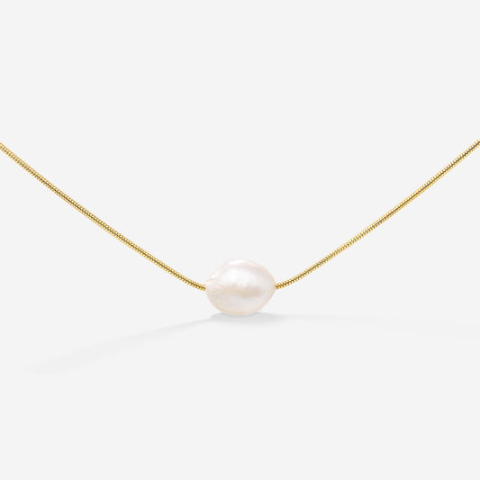 Minimalist Pearl Necklace Gold