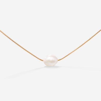 Minimalist Pearl Necklace Roségold