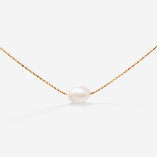 Minimalist Pearl Necklace Roségold