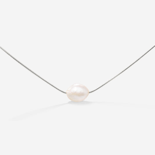 Minimalist Pearl Necklace Silber
