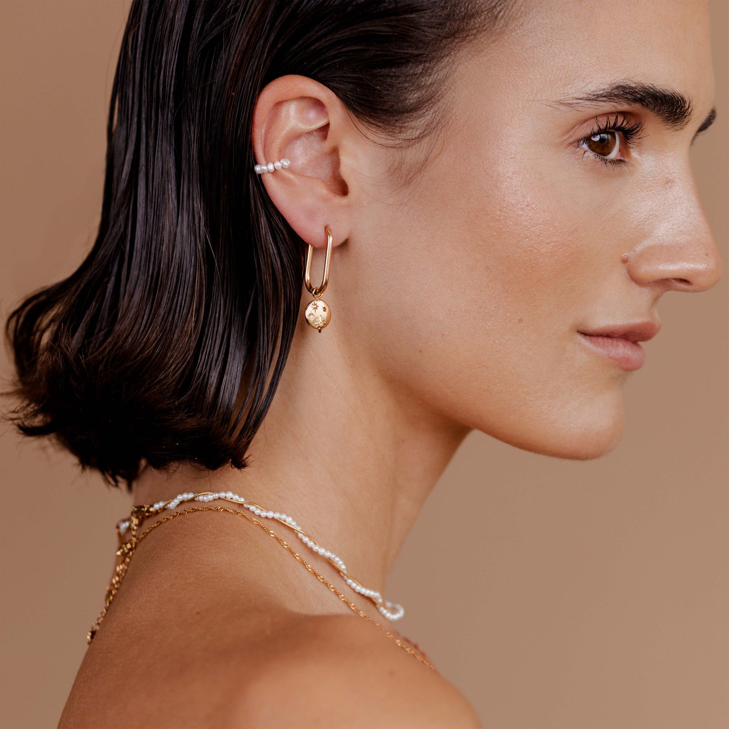Shiny Stars Oval Hoop Set Small Roségold