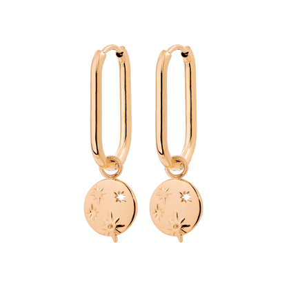 Shiny Stars Oval Hoop Set Small Roségold