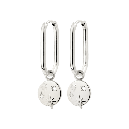 Shiny Stars Oval Hoop Set Small Silber