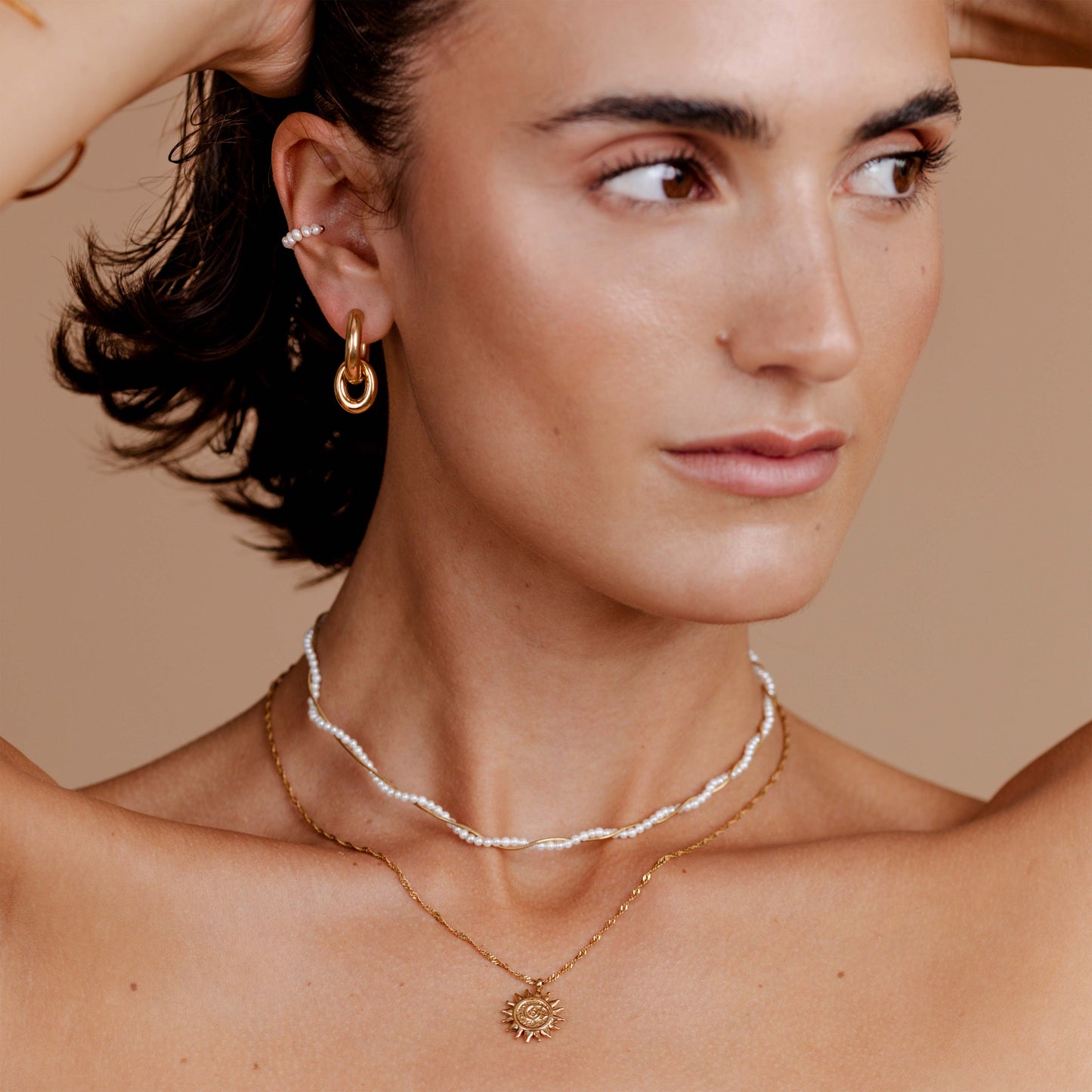 Chunky Oval Donut Hoop Set Medium Roségold