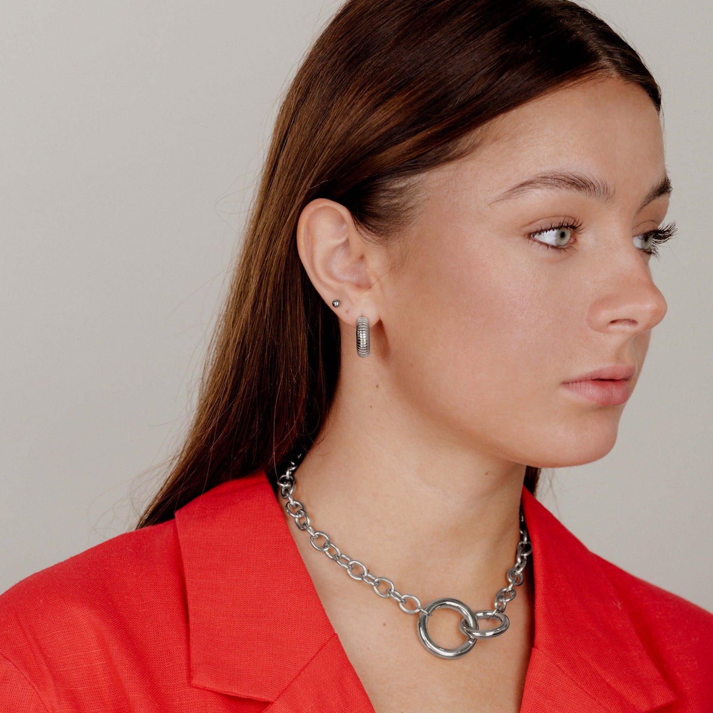Spiral of Love Hoop Studs Small Silber