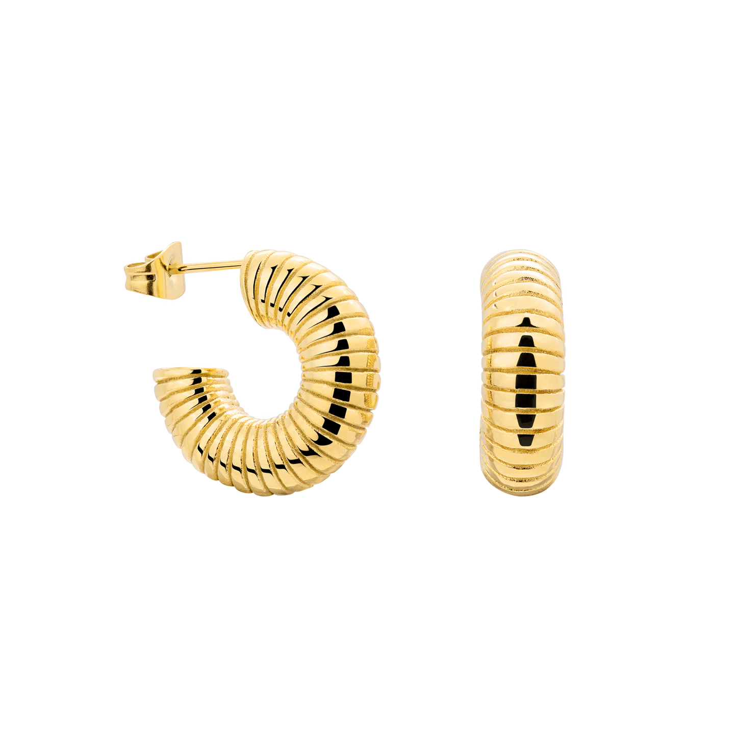 Spiral of Love Hoop Studs Small Gold