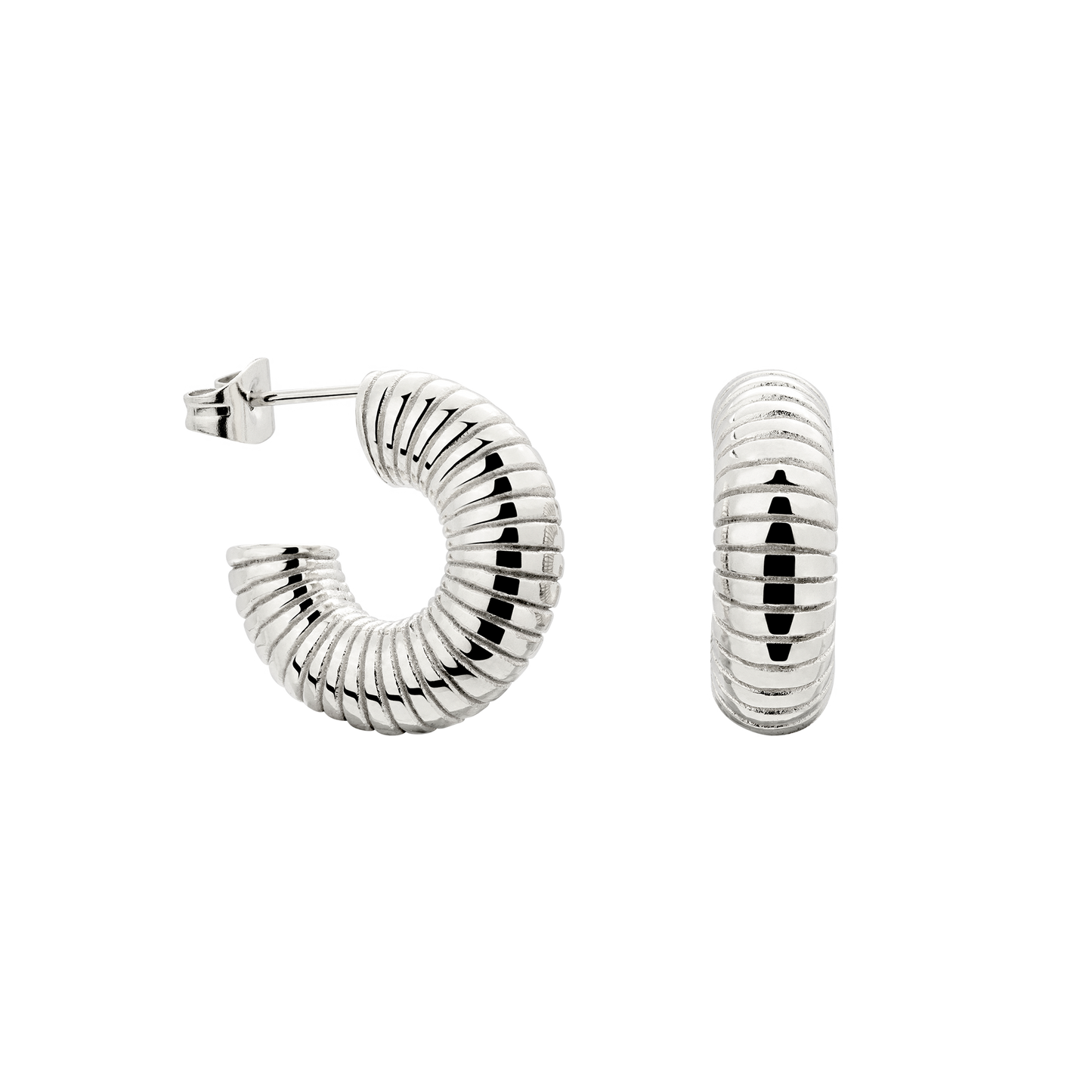 Spiral of Love Hoop Studs Small Silber