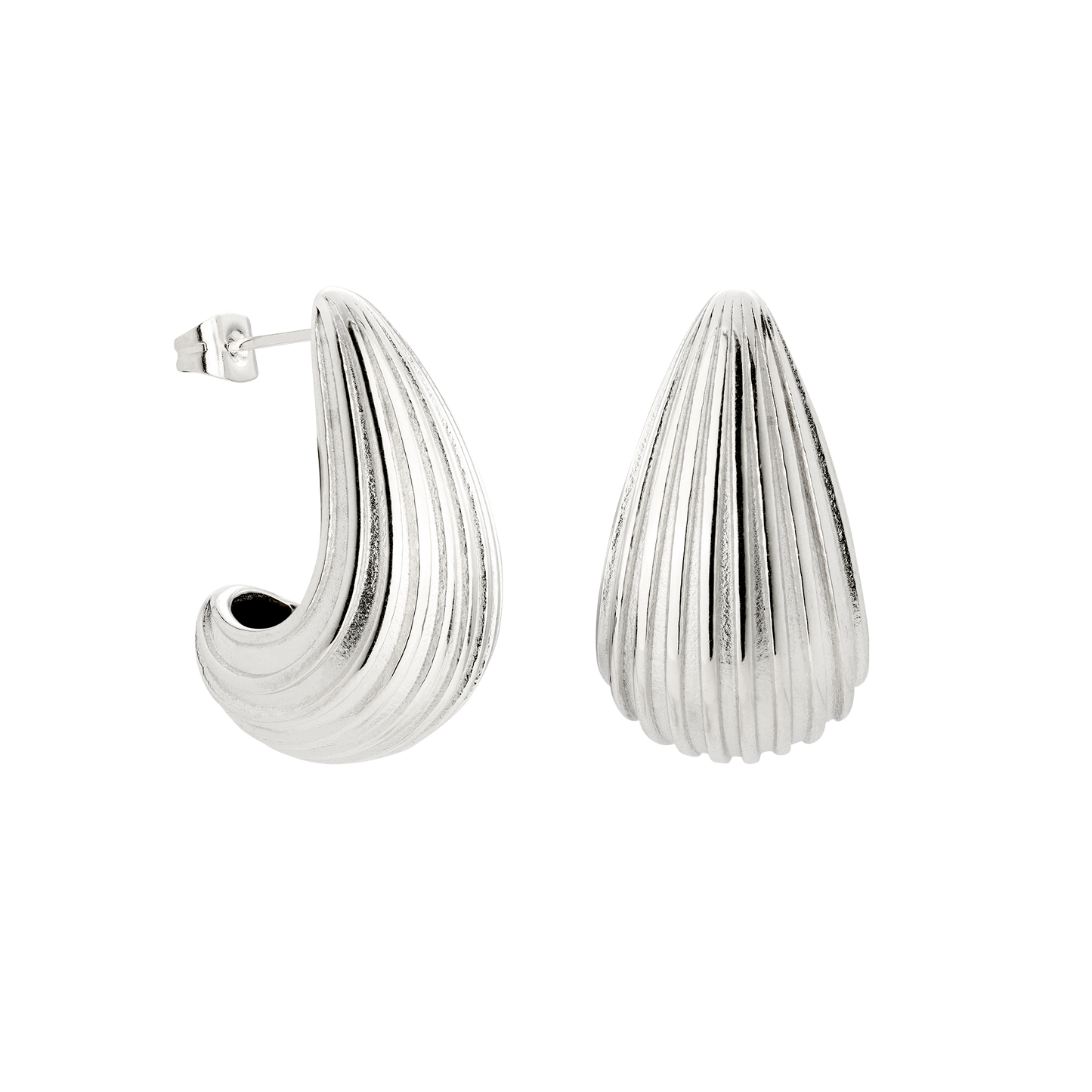 Textured Droplet Studs Large Silber