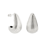 Textured Droplet Studs Large Silber