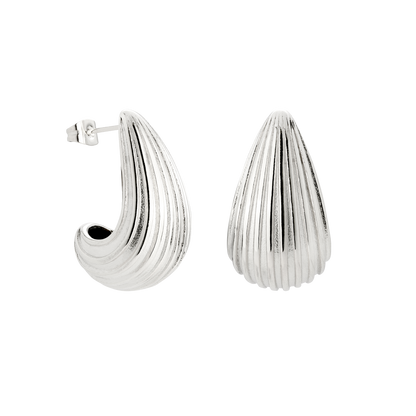 Textured Droplet Studs Large Silber