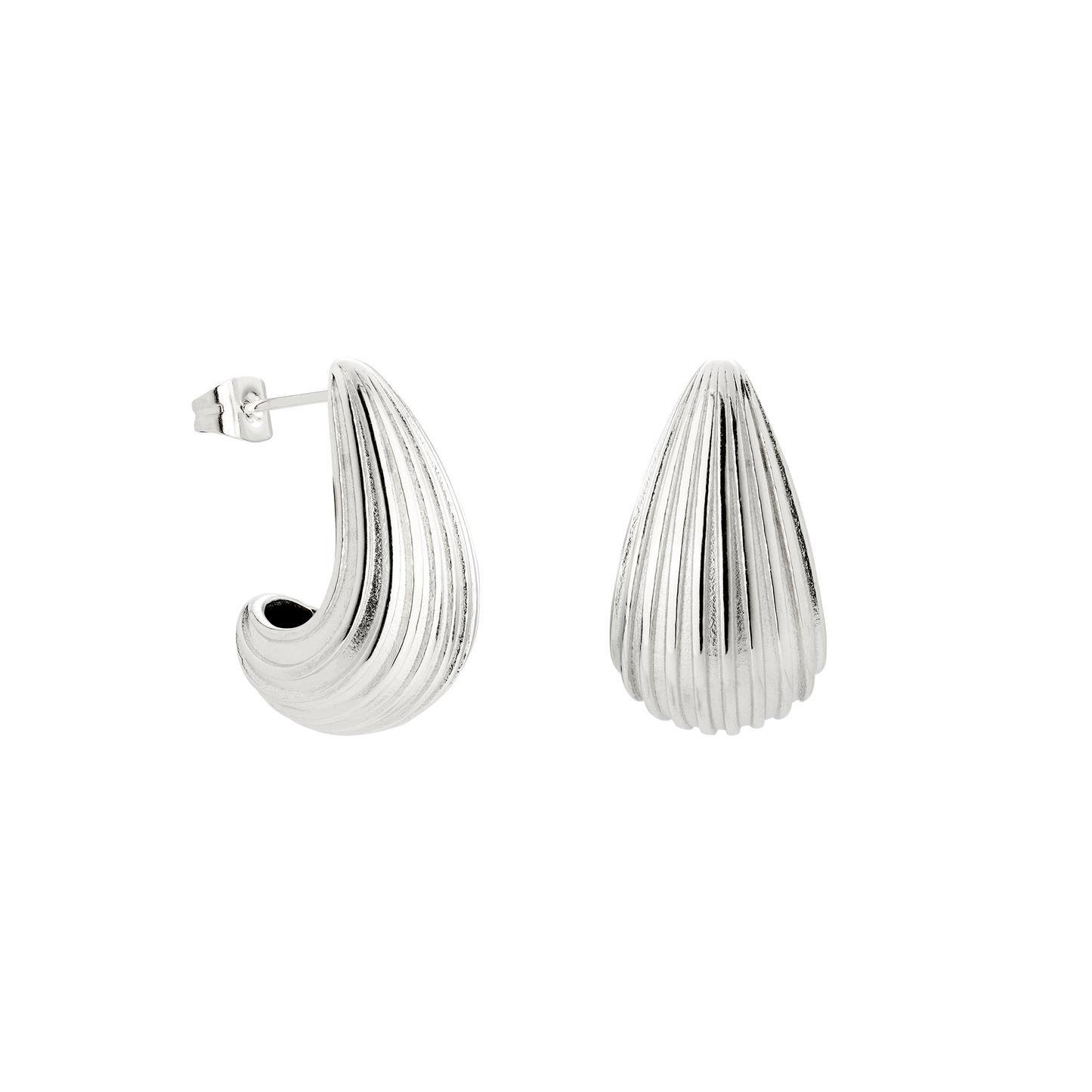 Textured Droplet Studs Small Silber