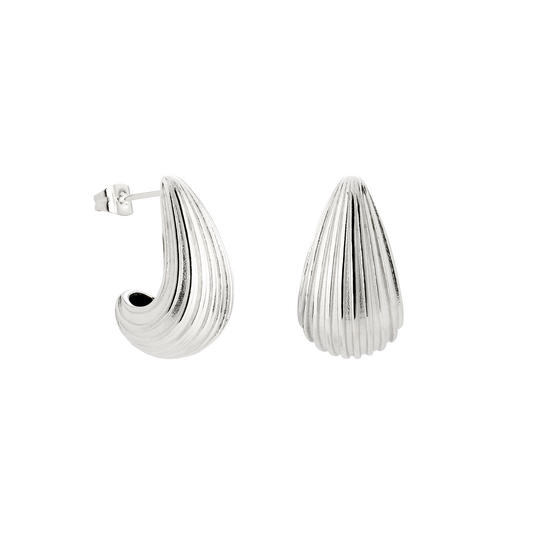 Textured Droplet Studs Small Silber
