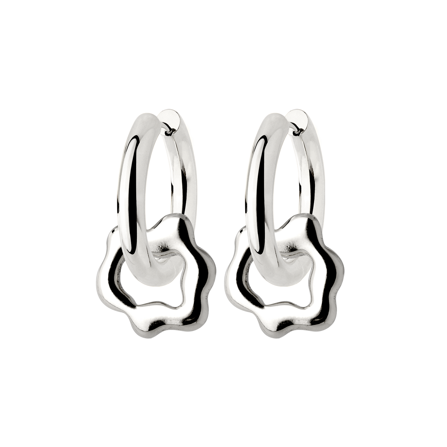 Chunky Melting Donut Hoop Set Medium Silber