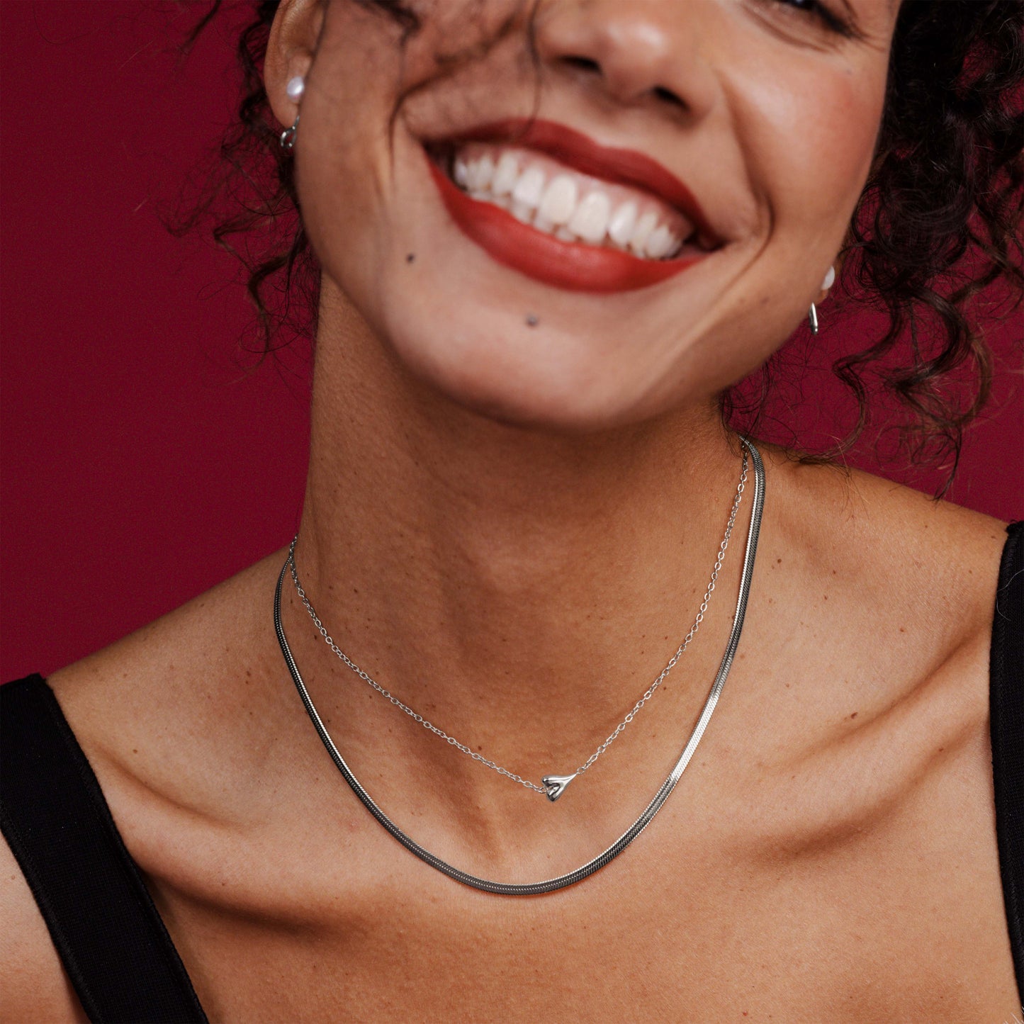 Flowy Heart Necklace Bundle Silber