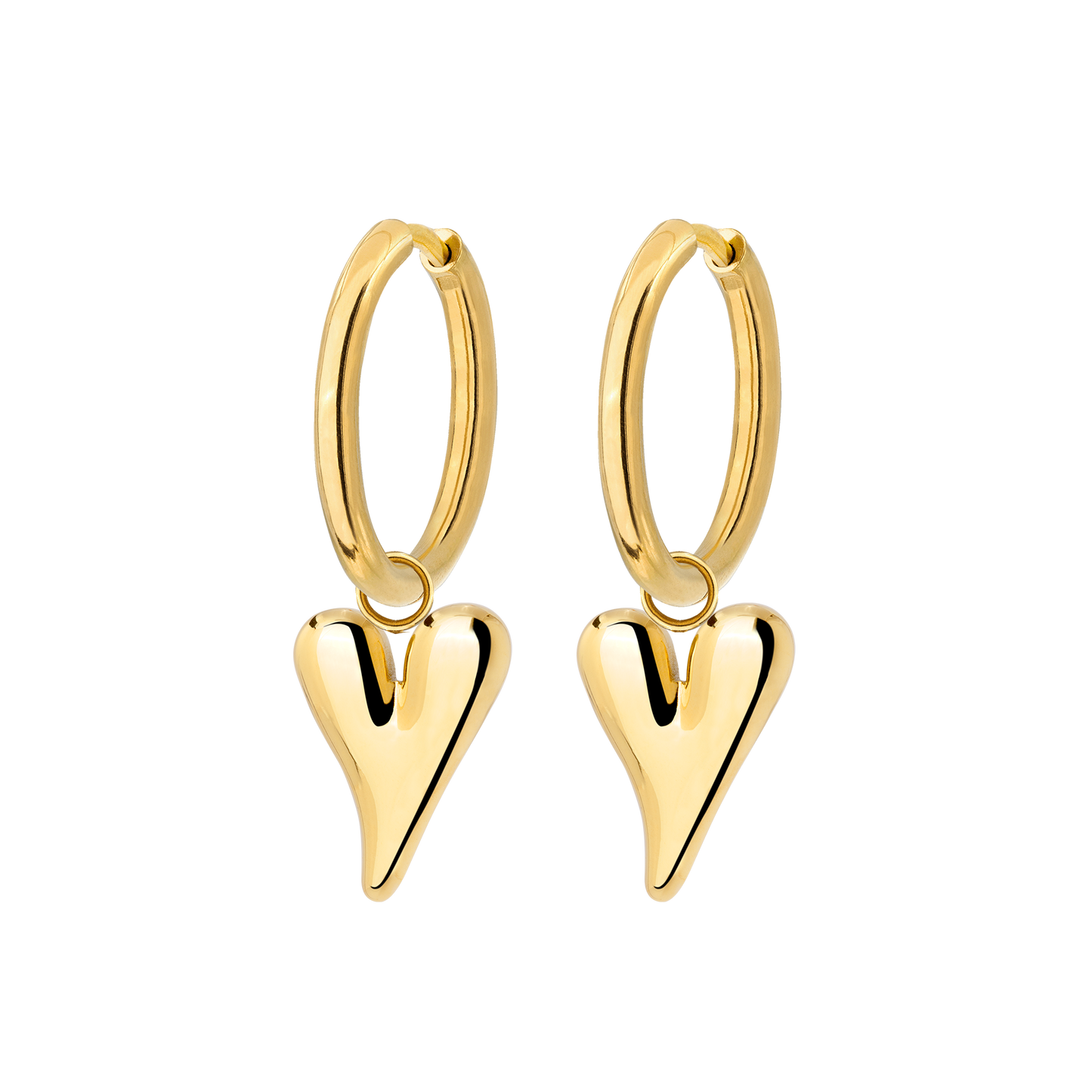 Flowy Heart Hoop Set Medium Gold