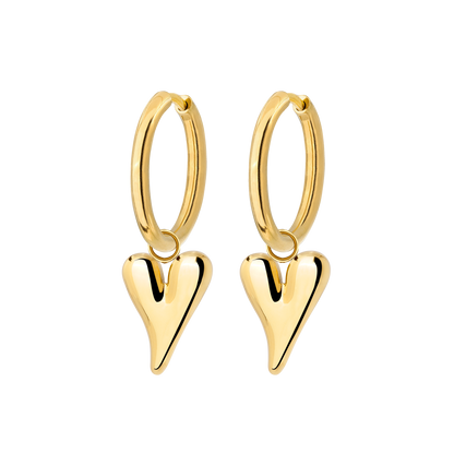 Flowy Heart Hoop Set Medium Gold