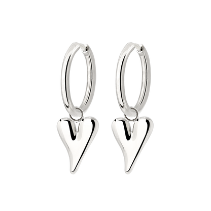 Flowy Heart Hoop Set Medium Silber