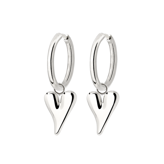 Flowy Heart Hoop Set Medium Silber