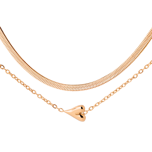 Flowy Heart Necklace Bundle Roségold