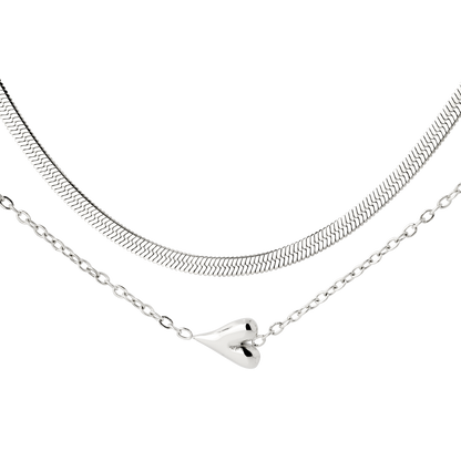 Flowy Heart Necklace Bundle Silber