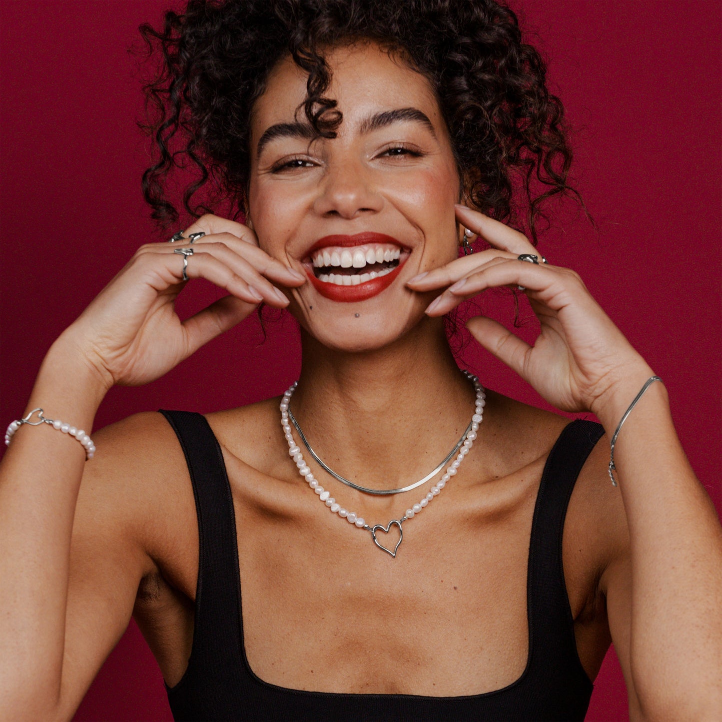 Slim Herringbone Necklace Silber