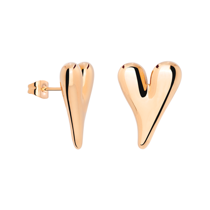 Flowy Heart Studs Large Roségold