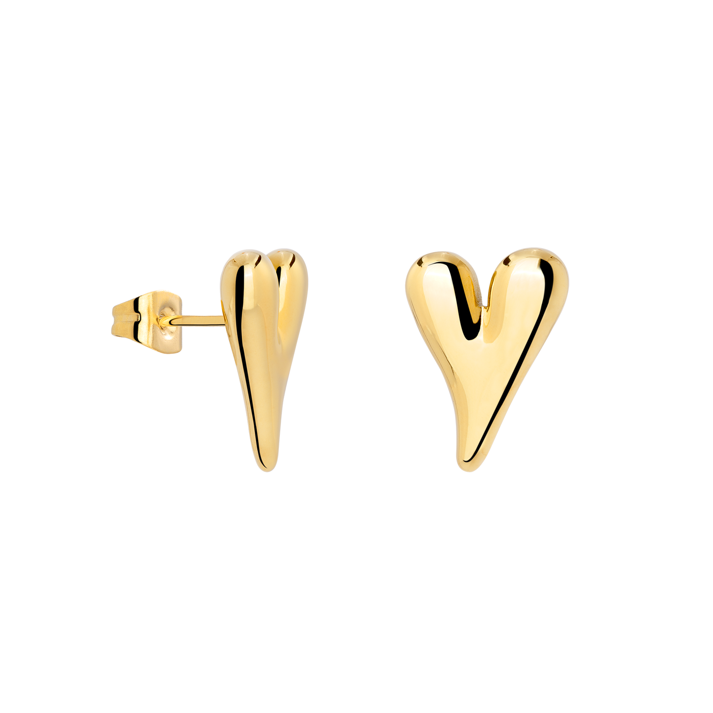 Flowy Heart Studs Small Gold