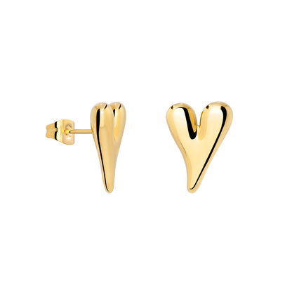 Flowy Heart Studs Small Gold