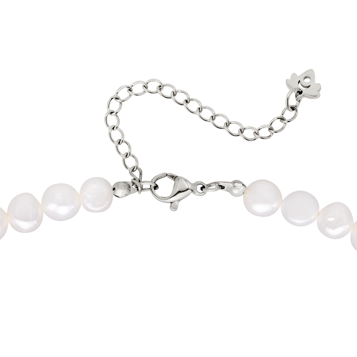 Melting Heart Pearl Necklace Silber
