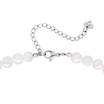 Melting Heart Pearl Necklace Silber