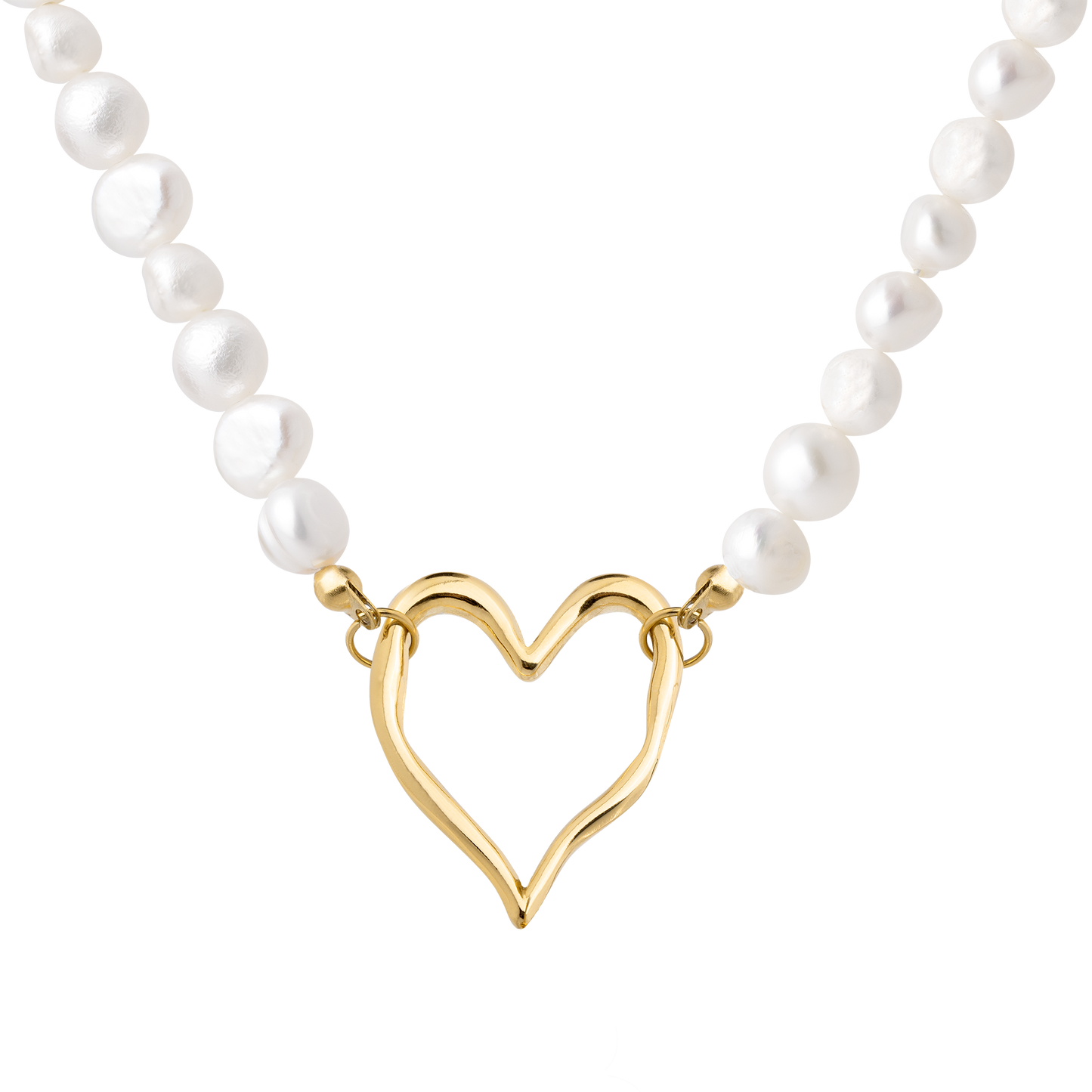Melting Heart Pearl Necklace Gold