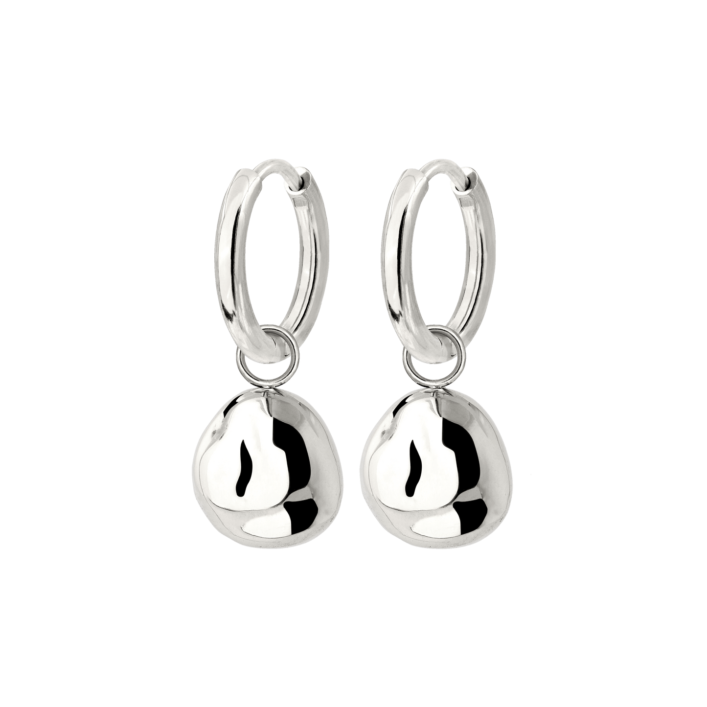 Molten Coin Hoop Set Small Silber