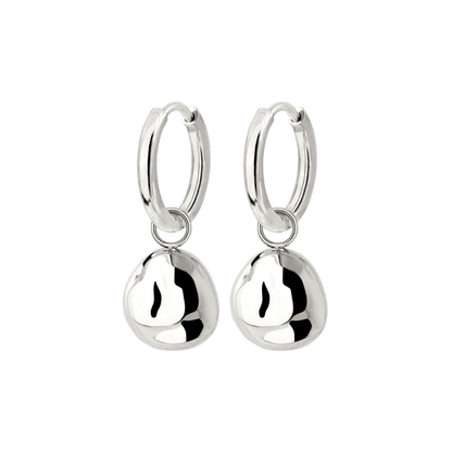 Molten Coin Hoop Set Small Silber
