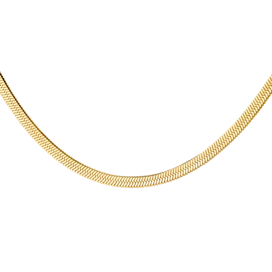 Slim Herringbone Necklace Gold