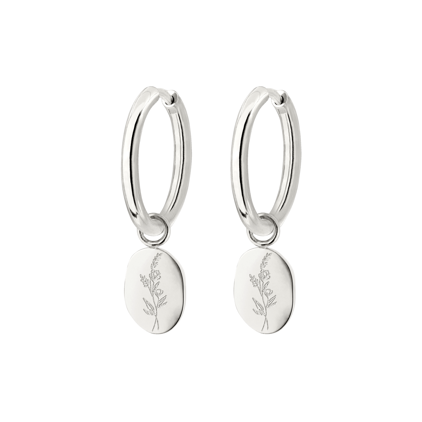 Bouquet Coin Hoop Set Medium Silber