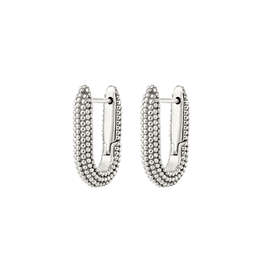 Dotted Oval Hoops Silber
