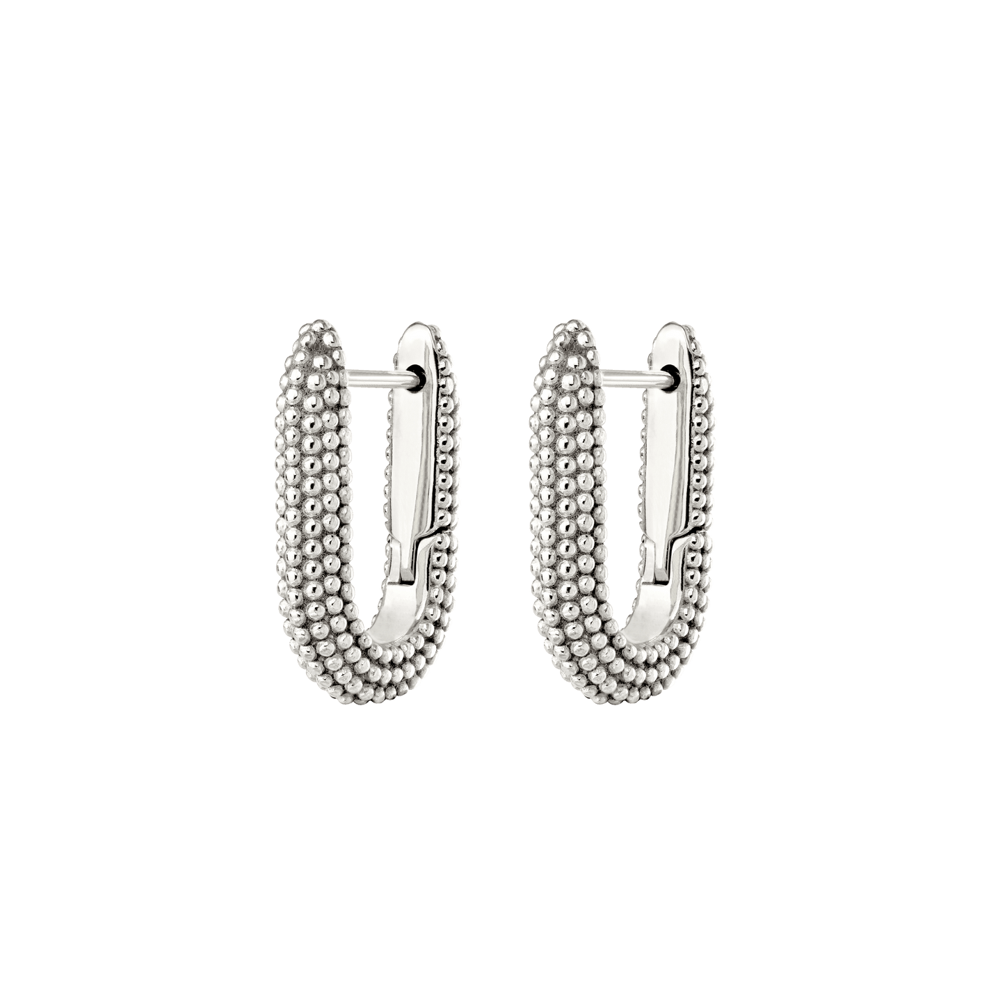 Dotted Oval Hoops Silber